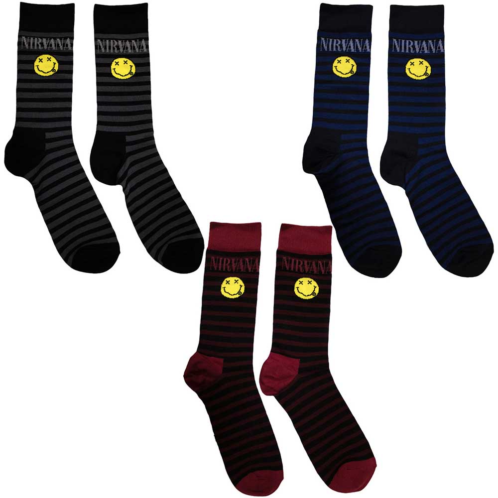 Nirvana Smile Face Socks Boxed Collection 3 Pairs