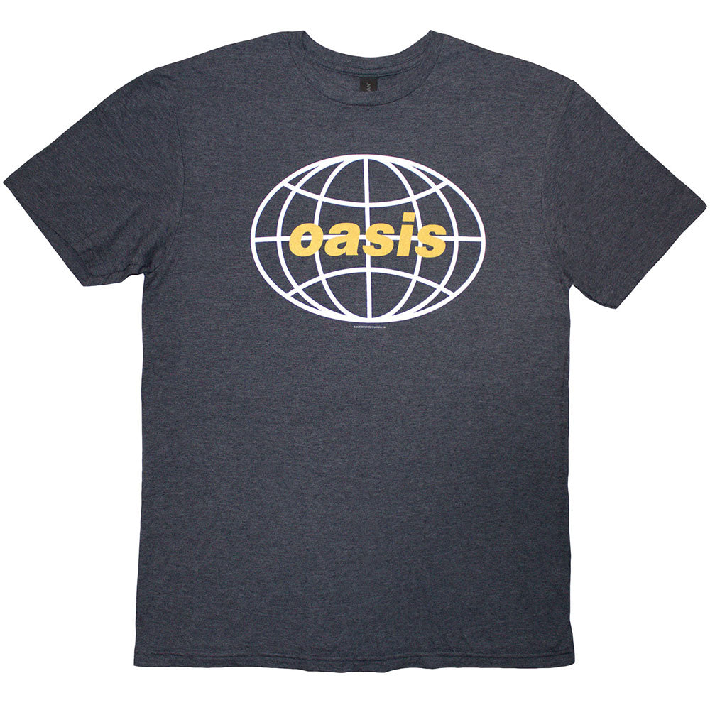 Dark Gray t-shirt with 'oasis' logo on a white background